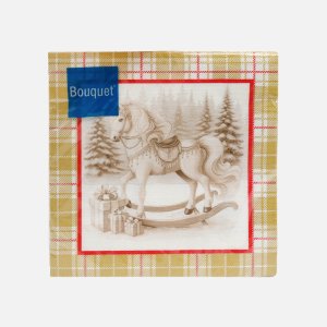 Салфетки Букет Скатерть с лошадью на золоте бум 33*33см 3сл 20лист