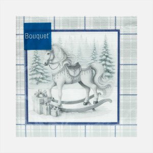 Салфетки Букет Скатерть с лошадью на серебре бум 33*33см 3сл 20лист