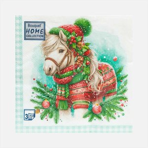 СалфеткиХоумКоллекшнНовогодний пони бум 33*33см 3сл 20лист