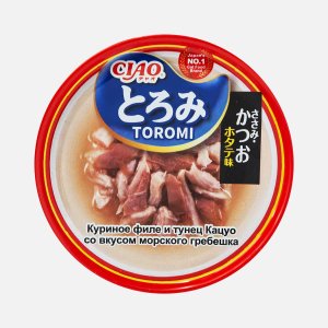 Корм Инаба д/кошек Чао Тороми Кур филе/тунец /гребешок ж/б 80г