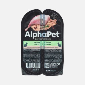 Корм АльфаПет д/кош стерил с кроликом паштет 80г