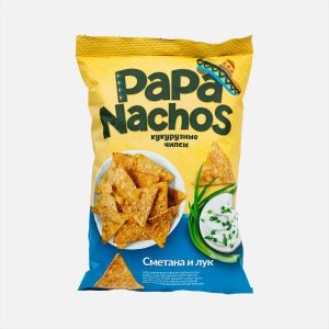 Чипсы Папа Начос Сметана и лук кукурузные 150г