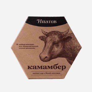 Сыр Ипатов Камамбер с благородной белой плесенью мягкий 55% к/к 125г