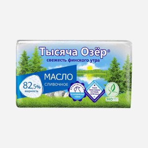 Масло Тысяча озер сливочное 82.5% фольга 350г