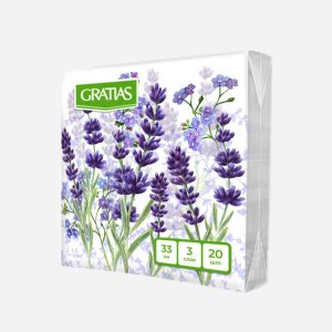 Салфетки Гратиас с печатьюЛавандовы луг бум 33*33см 3сл 20лист арт828