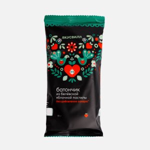 Батончик Вкусвилл из белевской яблочной пастилы без сахара 35г