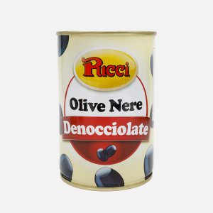 Маслины Пуччи охибланка черные б/к ж/б 400г