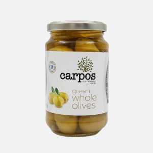 Оливки Карпос зеленые Халкидики 121/140 с косточкой 355г