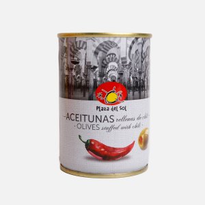 Оливки Плаза дель Соль из Аликанте с перцем чили ж/б 280г