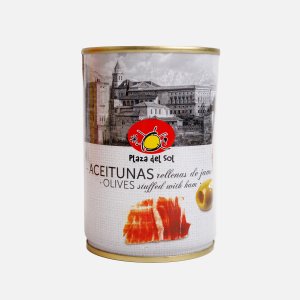 Оливки Плаза дель Соль из Аликанте с хамоном серрано ж/б 280г