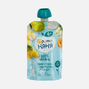Пюре ФрутоНяня Яблоко/груша/банан/ персик/йогурт с 6мес 90г