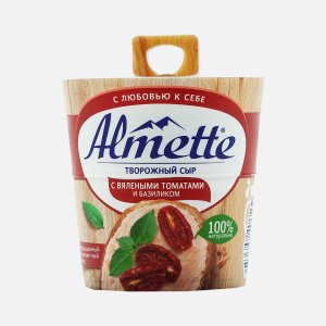 Сыр Альметте творожный с вялеными томатами и базиликом 60% пл/ст 150г