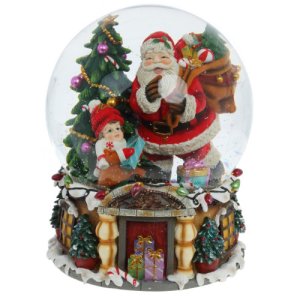 Фигурка декоративная Санта в стеклянном шаре музыкальная D15см L15 W15 H20,5см полимер 78149