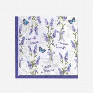 СалфеткиБукет Хоум Коллекшн Классик Лаванда и бабочки бум33*33см3сл20л
