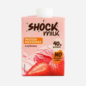 Коктейль ФитнесШок мол Клубника высокобелковый обезжиренный 480мл