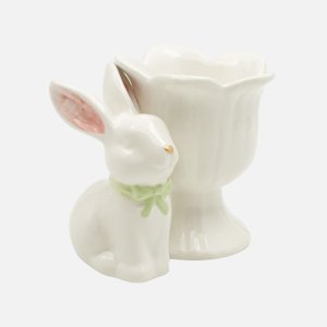 Подставка Анна Лафарг д/яйца Кролик в цветах молочно-золотист 7см керам