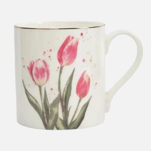 Кружка Анна Лафарг 380мл Джардино Тюльпаны бел с золотис кантом 8х9,5