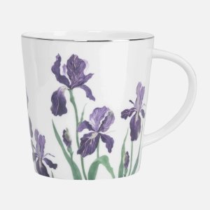 Кружка Анна Лафарг 450мл Джардино Ирисы белая с золот кантом 8х9,5см