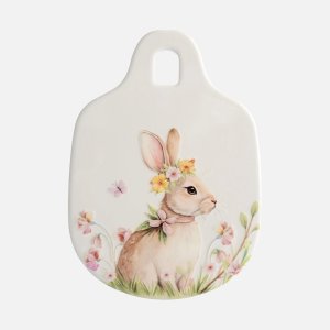 Подставка Анна Лафарг под горячее Кролик с венком в цветах бел 15x21