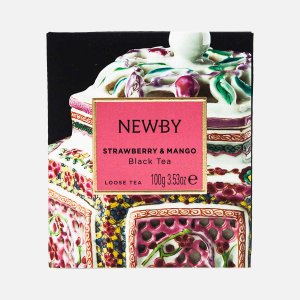 Чай Ньюби Манго клубника черный лист 100г