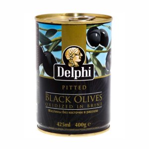 Маслины Делфи Супериор черные без косточки в рассоле 400г