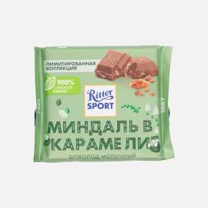 Шоколад Риттер Спорт молочный с карамелизированным миндалем 100г